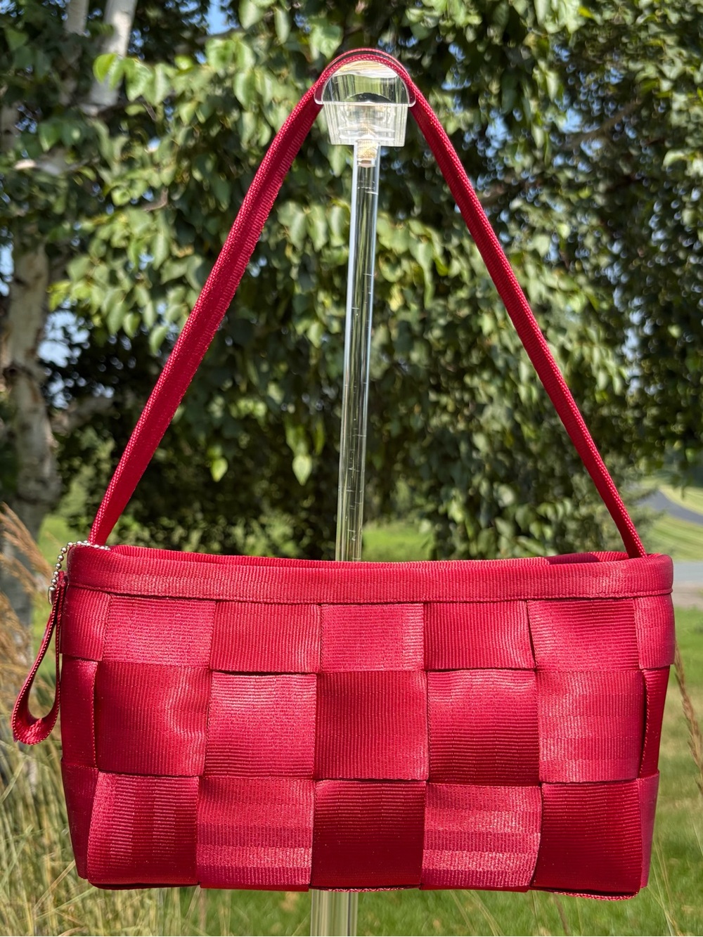 Vintage Harvey’s “The Original Detroit” Scarlet Red Baguette Shoulder Bag EUC - Picture 3 of 15